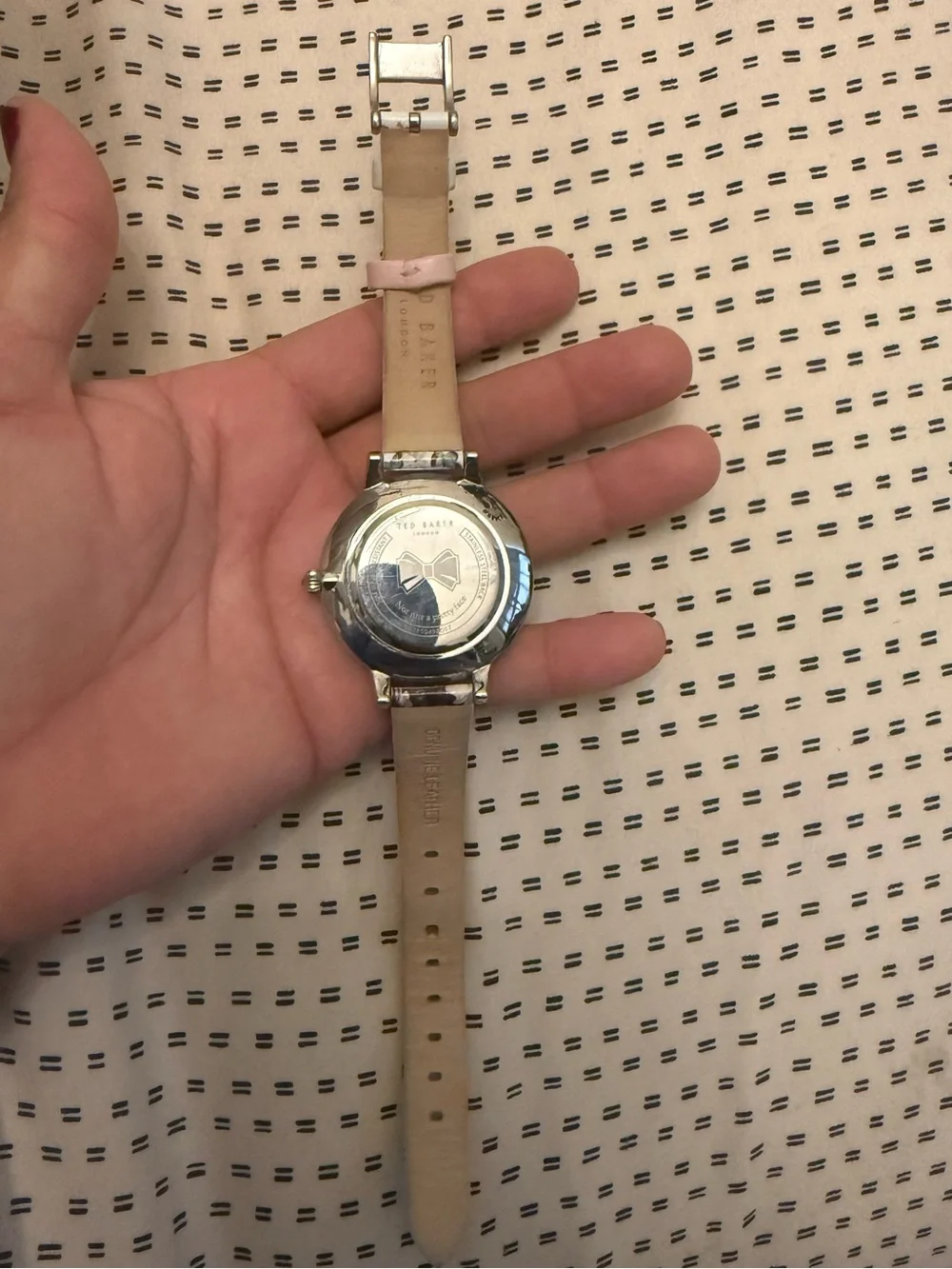 Ted Baker Silver Dial Watch with White Floral Strap
